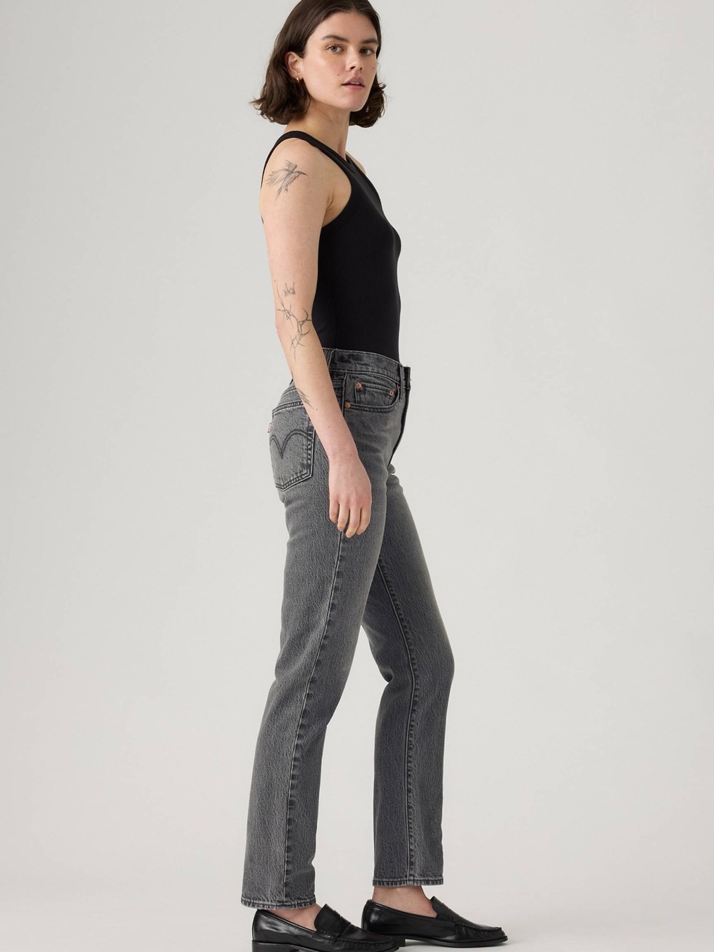 LEVI’S Wedgie Straight Vintage Washed Black Denim Jeans Size 24 - Picture 10 of 12
